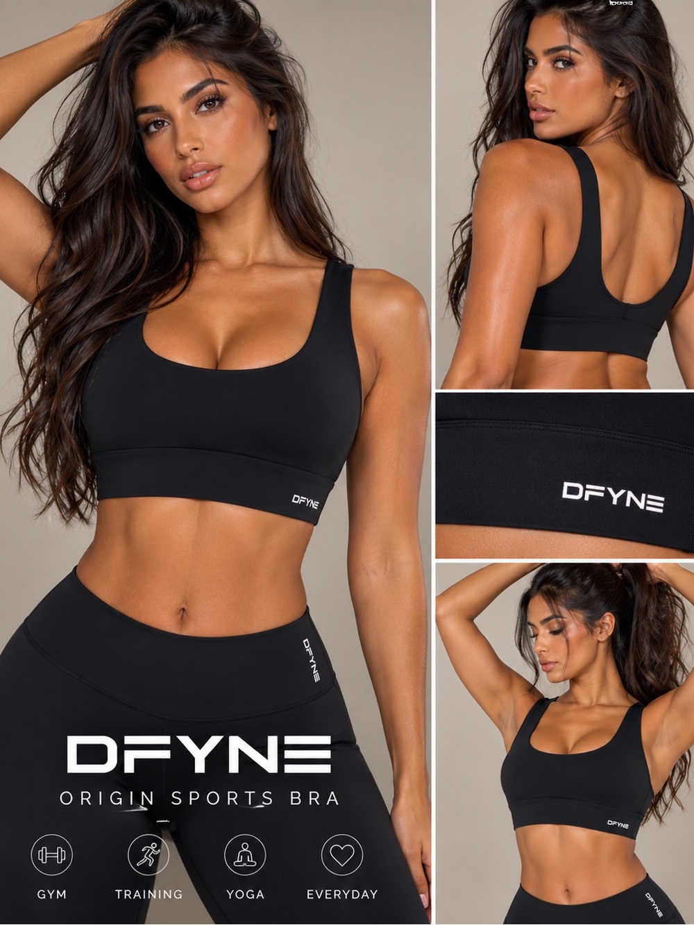 DFYNE Origin Sports Bra XS Midnight Black NWT